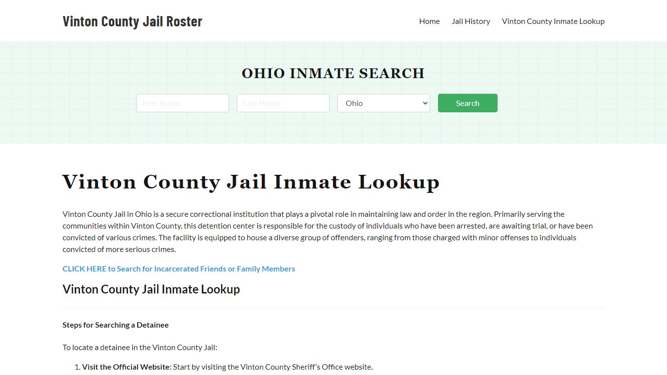 About Vinton County Sheriff’s Office and Jail, Ohio
